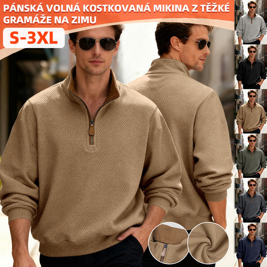 👨💼🧥【S-3XL】Muška zimska majica s kapuljačom, od teškog kompozitnog materijala, s patentnim zatvaračem, ležerna, za svakodnevnu upotrebu, poslovna, karirana-4189388
