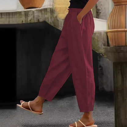 😍💕 Poloviční cena 💕【40–120 kg】Dámské volnočasové kalhoty z bavlny a lnu ✅ Platba při převzetí