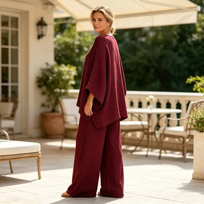 ⏳ Poslední den – sleva 50 % 【S–3XL】💕 Nová dámská volnočasová souprava z bavlny a lnu: volná košile a kalhoty se širokými nohavicemi, minimalistický a moderní styl