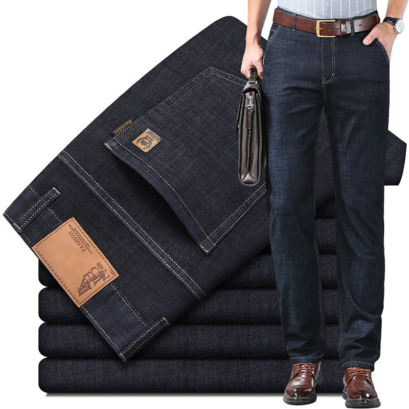 💥【60-110KG】👖  Egyszerű, laza és sokoldalú plus size férfi farmernadrágok
