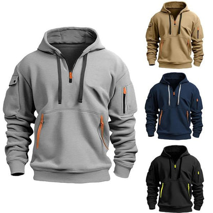 【S-5XL】Męska sportowa bluza z kapturem zapinana na zamek i wiele kieszeni