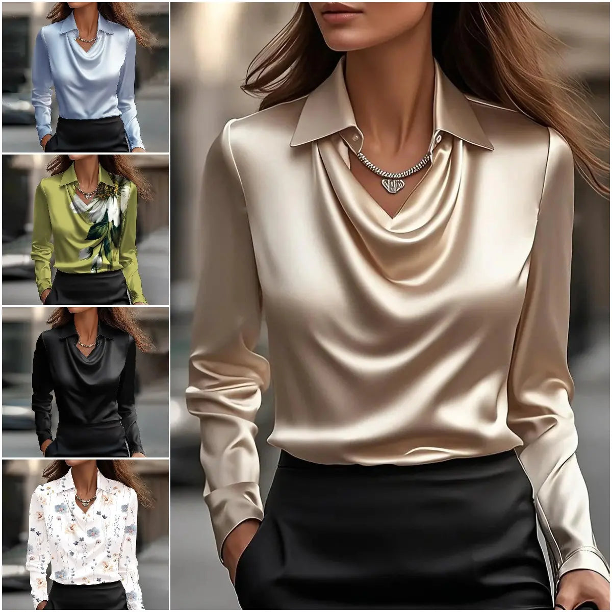 ⭐✨【S-3XL】Egyszerű női ing mintával és lehajtható gallérral