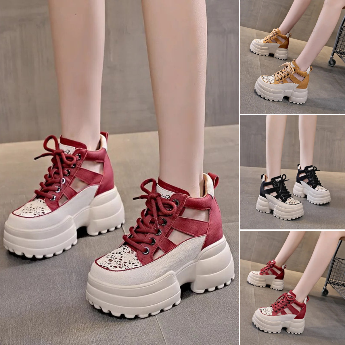 【35-40】2025 Nowe letnie damskie buty casualowe z oddychającą grubą podeszwą 3979194