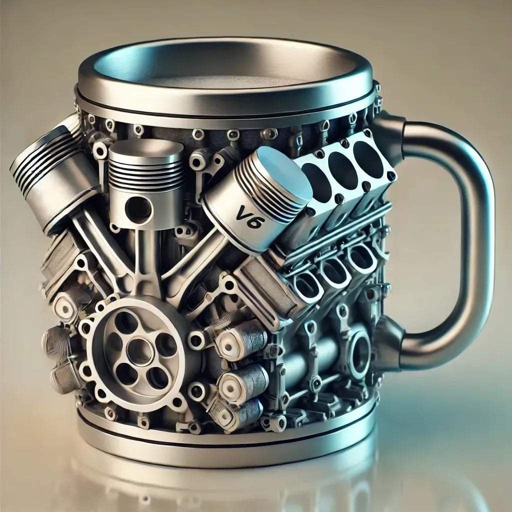 ⚙☕ Kávový hrnek Creative Engine V6V8 z nerezové oceli