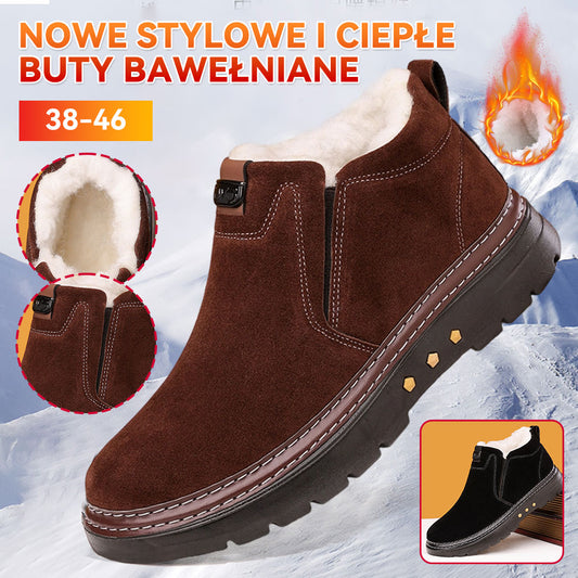🔥Nowe, bawełniane buty męskie w dużych rozmiarach, zimowe, szyte ręcznie, antypoślizgowe, odporne na zimno, grube, ciepłe i podszyte polarem.-4172368