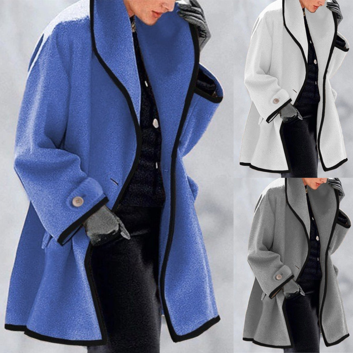 🥰【S-5XL】Νέο φθινοπωρινό-χειμερινό πολύχρωμο παλτό από μαλλί με κουκούλα, χαλαρή γραμμή και στρογγλεμένη λαιμόκοψη. 4144831