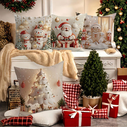 🎅¡Oferta navideña! 49% de descuento🎄Fundas de almohada con temática navideña [Juego de 4] 4167571