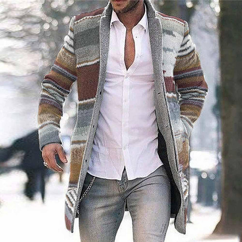 🔥【S-5XL】Chaqueta tipo cárdigan con estampado de longitud media 4152921