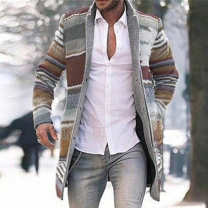 🔥【S-5XL】Chaqueta tipo cárdigan con estampado de longitud media 4152921