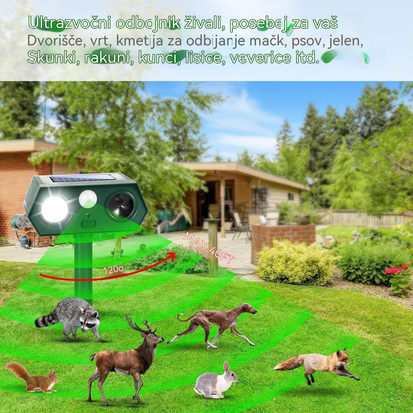 🔥【Kupite 1, prejmete 1 brezplačno】🐅🐅 Solarni repeller z ultrazvokom za zunaj