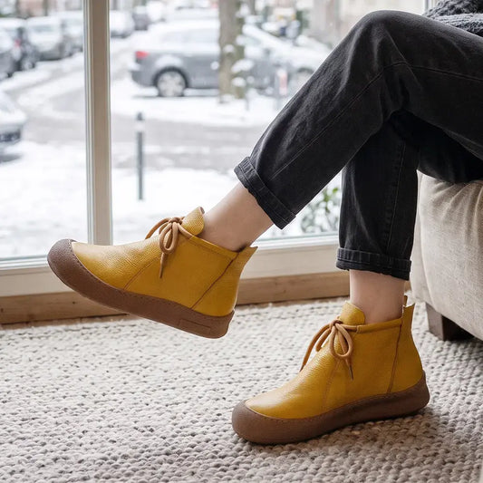 ✨Poslední den – sleva 50 %【35–40】Dámské zateplené kotníkové boty z pravé kůže – šněrovací model, dostupné v několika barvách🥰