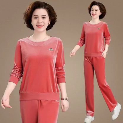 【M-4XL】Jesienny aksamitny zestaw sportowy (top + spodnie)