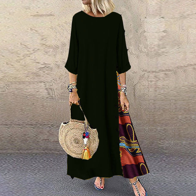 🌾【Oferta specjalna】💕[M-5XL] Nowa letnia sukienka lniana w stylu retro - miękka i wygodna w dotyku-3974424
