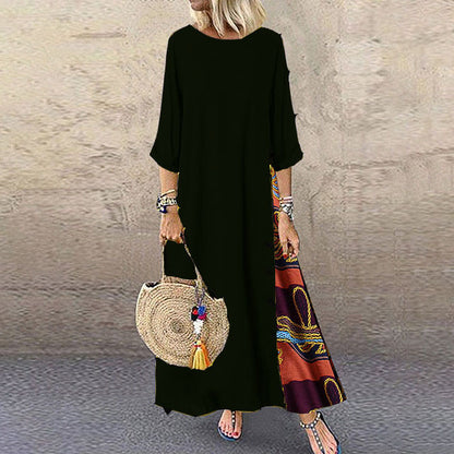 🌾【Oferta specjalna】💕[M-5XL] Nowa letnia sukienka lniana w stylu retro - miękka i wygodna w dotyku-3974424