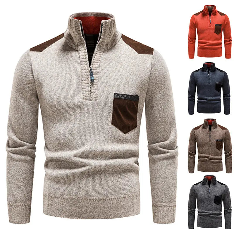 😊⭐【M–3XL】Moški sproščen pulover na zadrgo, kolekcija jesen/zima