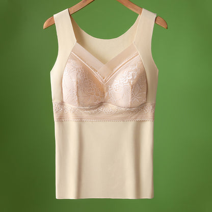 🔥❤️【40-100 komada】Ženski topli jesensko-zimski baršunasti prsluk od čipke s ugrađenim jastučićem za prsa 4130254