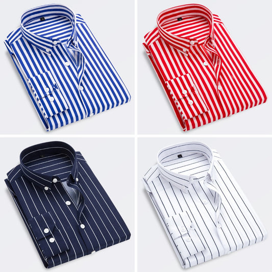 🔥👕【M-5XL】Męska koszula biznesowa w paski z długim rękawem 2025-3954625