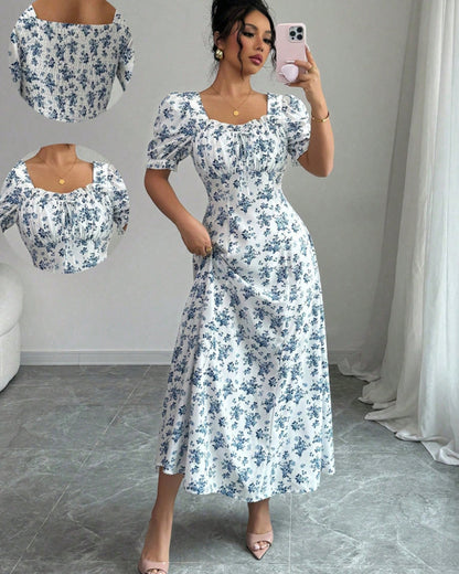 👗Poslední den akce -50%! 【S-2XL】Elegantní letní šaty s květinovým potiskem, vzdušné a pohodlné, snadno se stylizují, zeštíhlují postavu.