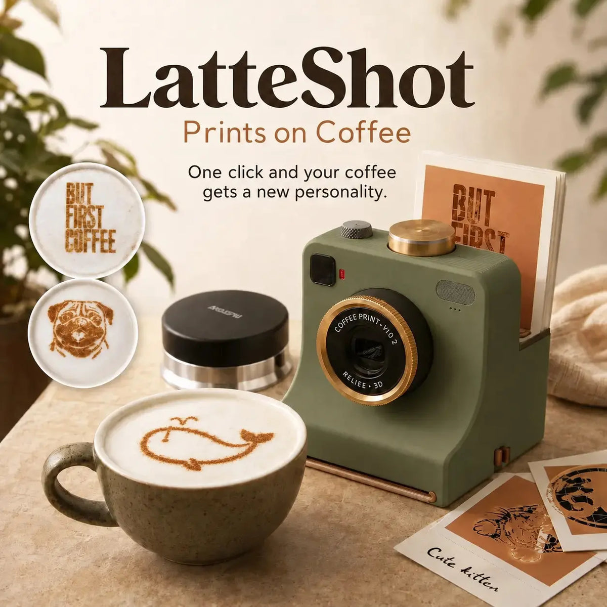 【 12 véletlenszerűen kiválasztott, egyszínű mintakártyát tartalmaz. 】🔥 Retro Latte Art kamera – Mechanikus sablonnyomtató latte arthoz