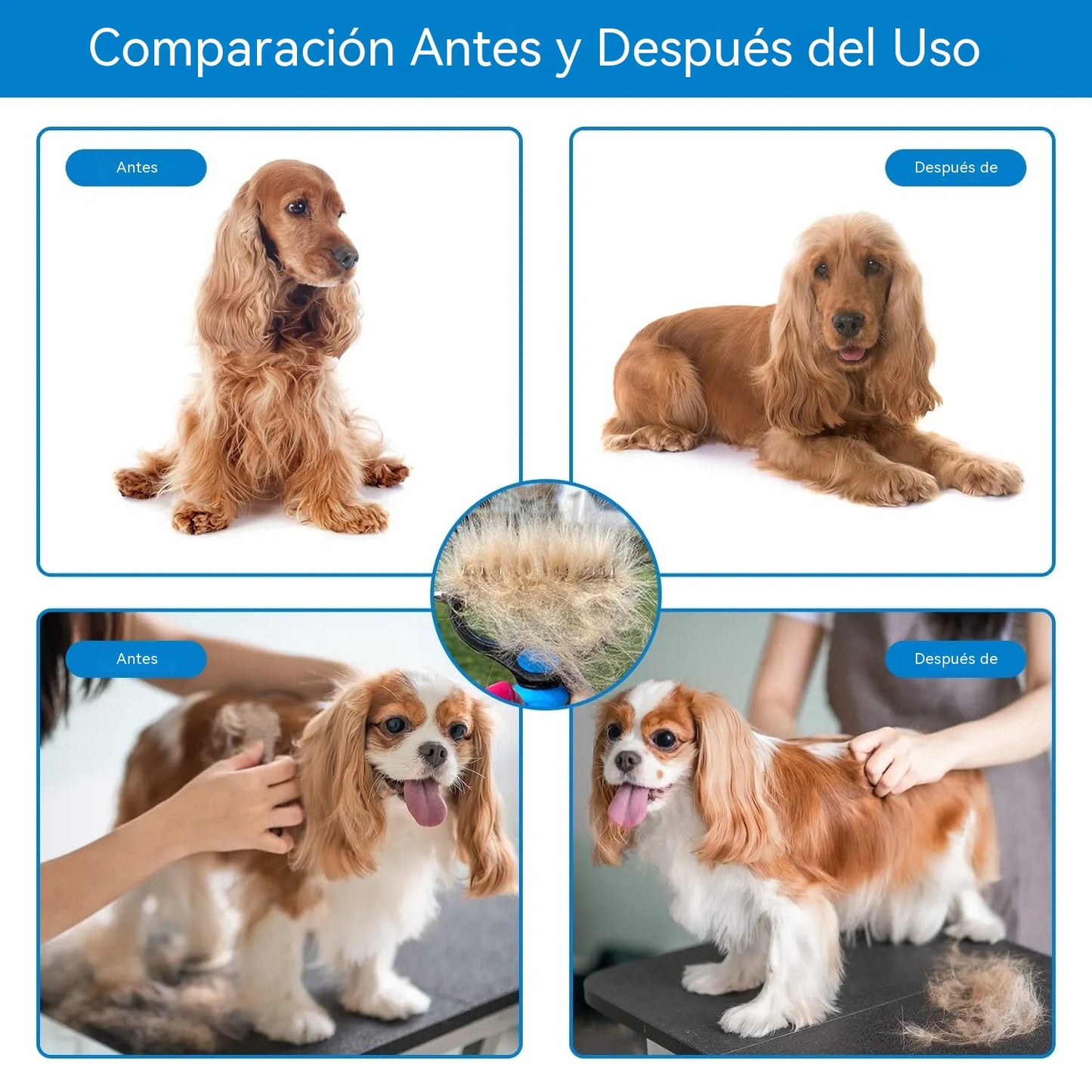 🐾 Herramienta profesional para eliminar el pelo muerto de perros y gatos: suave, eficaz y un hogar libre de pelo ✨💖