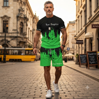 【Platba na dobírku】Pánská dvoudílná letní sportovní sada – pohodlné tričko s krátkým rukávem a kraťasy pro běžné nošení a odpočinek