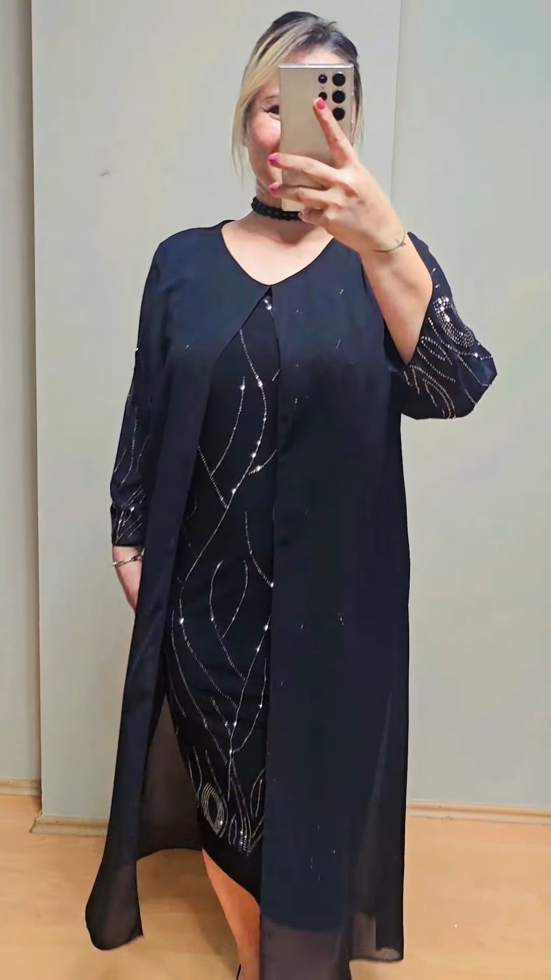 🔥Wyprzedaż ograniczona czasowo 🔥【S-5XL】Elegancka i modna sukienka midi z tiulowymi rękawami-4107042