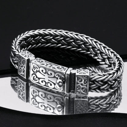✨✨Pánské náramky ze stříbra 925, ručně tkané, široké a silné – trendy retro styl.