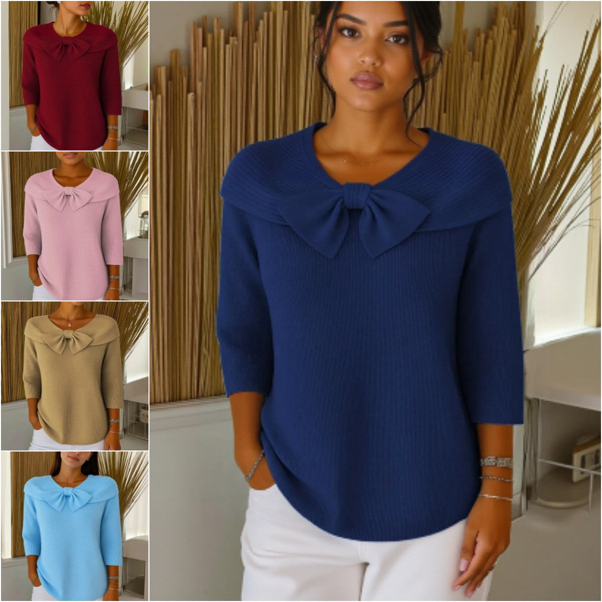 🔥🌈【Gorący przedmiot】【S-5XL】Nowy elegancki damski top w stylu francuskim z długim rękawem i cienką dzianinową podstawą 4161527