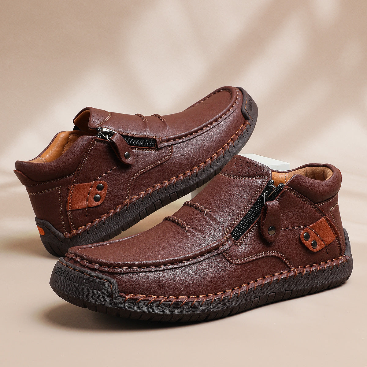 ✨🥾 【Wysokiej jakości buty męskie】Męskie robocze buty rowerowe, skóra premium, ręcznie robione, z podparciem stopy 4202482