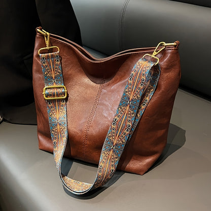 🔥👜Nowość 2024 Duża torba na ramię w stylu vintage z geometrycznym wzorem-3743172
