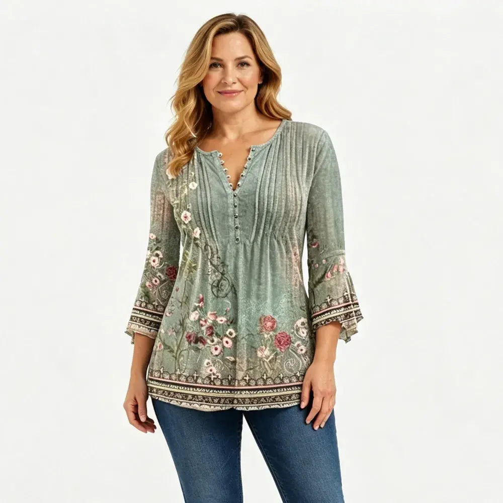 🌸😍 Časově omezená nabídka【S–5XL】 Letní dámské módní tričko s potiskem a výstřihem do V – prodyšné a pohodlné.