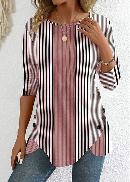 💕👚Speciální nabídka na letní novinky【S-3XL】Letní nová dámská pruhovaná volnočasová halenka, prodyšná a pohodlná, ideální volba na léto.