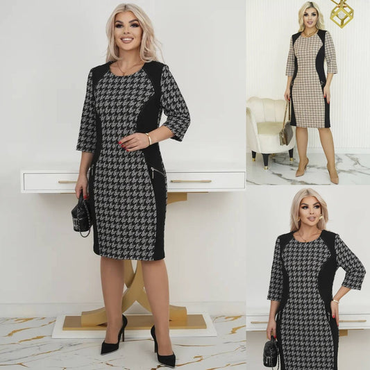 🌷🌞【S-5XL】Nowa zimowa ciepła sukienka w kratę 3842150