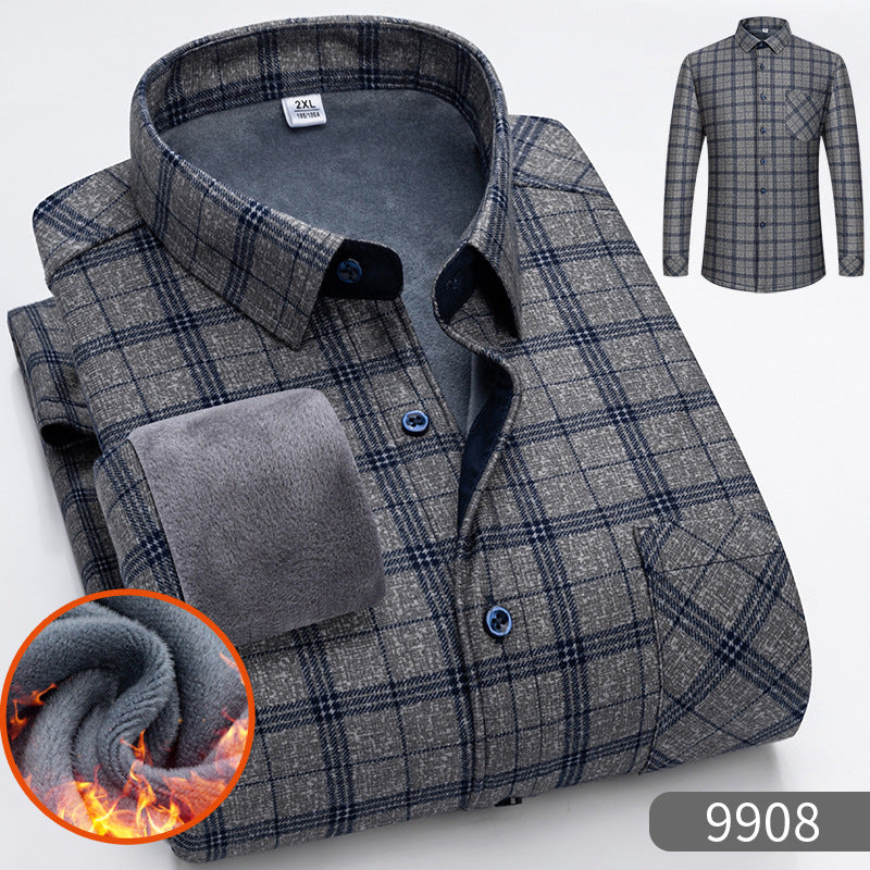 🔥【Poloviční cena】1 kus: 690 Kč 👔【L-5XL】Teplá společenská košile s dlouhým rukávem