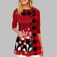 🔥🎄【S-5XL】2024 Nowy Świąteczny Ciepły Bawełniany Wygodny Casual Drukowany Modny damski top z długim rękawem