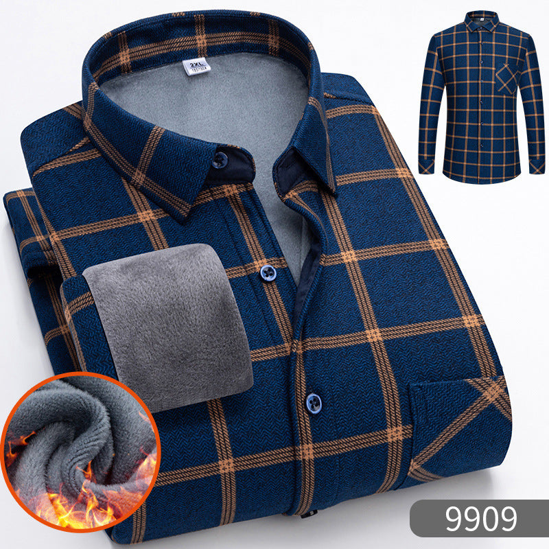 🔥【Poloviční cena】1 kus: 690 Kč 👔【L-5XL】Teplá společenská košile s dlouhým rukávem
