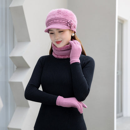 【Hat+scarf】Gorro de felpa para mujer para abrigarse en otoño e invierno 4147914