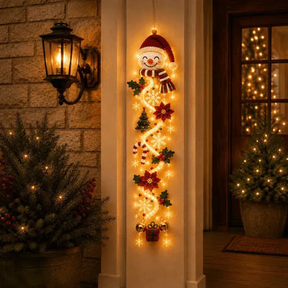 ❄️🎄 Božični okraski za vrata MerryCascade z osvetlitvijo | 6 prazničnih dizajnov, topla svetloba, 3D detajli in navpični dizajn, ki prihrani prostor ✨