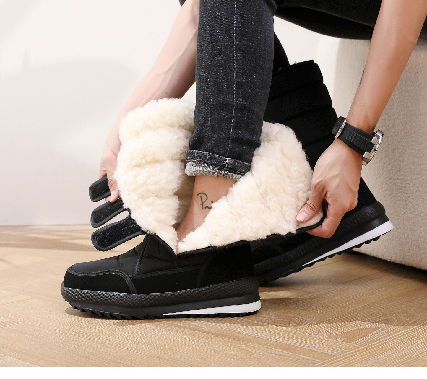 Promocija uskoro završava ⏳⏳ Zimske čizme, prikladne za toplo i hladno vrijeme, pamučna podstava, unisex visoke zimske čizme, prikladne za aktivnosti na otvorenom, zimska obuća-4167503