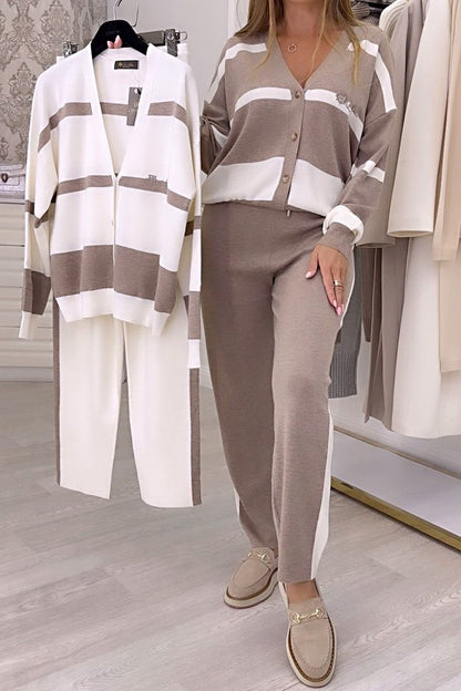 🍁🍂🐏【S-3XL】Moderen, pleten pulover v kontrastni barvi, dvodelni komplet. 4155243