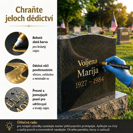 ⏳[Kup 1, dostaneš 1 zdarma] 🖍️ Voděodolný opravný marker, odolný proti vyblednutí, pro obnovu a přebarvení nápisů na kamenných deskách