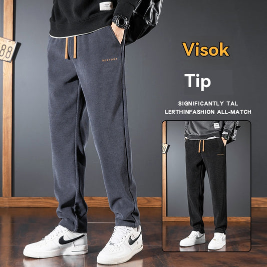 【M-5XL】Pánské podzimní/zimní kalhoty z tlustého manšestru a ženilky-4185621
