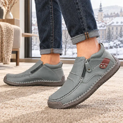 👞【 38–48】Pánské zimní zateplené boty na řízení, kvalitní kůže, ruční výroba, protiskluzová podrážka, široká špička a podpora klenby ✅ Platba na dobírku