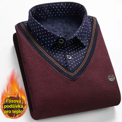 Zimní nabídka【M–4XL】2026 nová pánská zimní bunda s hřejivou fleecovou podšívkou ve stylu 2 v 1, zateplená a zesílená, v elegantním a zralém stylu