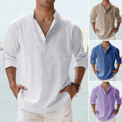 ⏳Poslední den 50% sleva【S–5XL】Nová módní pánská košile z bavlny a lnu, prodyšná, volný a pohodlný střih