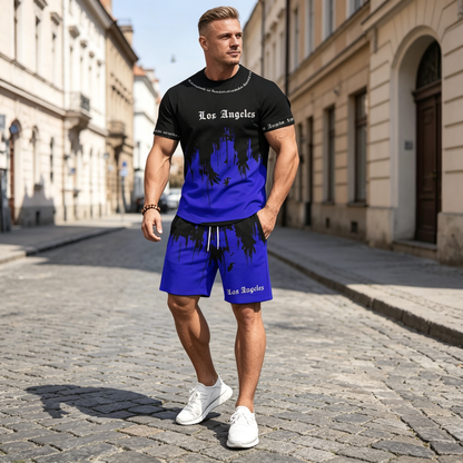 【Platba na dobírku】Pánská dvoudílná letní sportovní sada – pohodlné tričko s krátkým rukávem a kraťasy pro běžné nošení a odpočinek