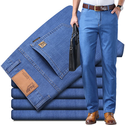 💥【60-110KG】👖  Egyszerű, laza és sokoldalú plus size férfi farmernadrágok