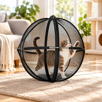 🐱🐱 Skládací kulovitý stan pro kočky s prodyšnou síťovinou · 360° ochrana · Bezpečný prostor na hraní doma i venku!