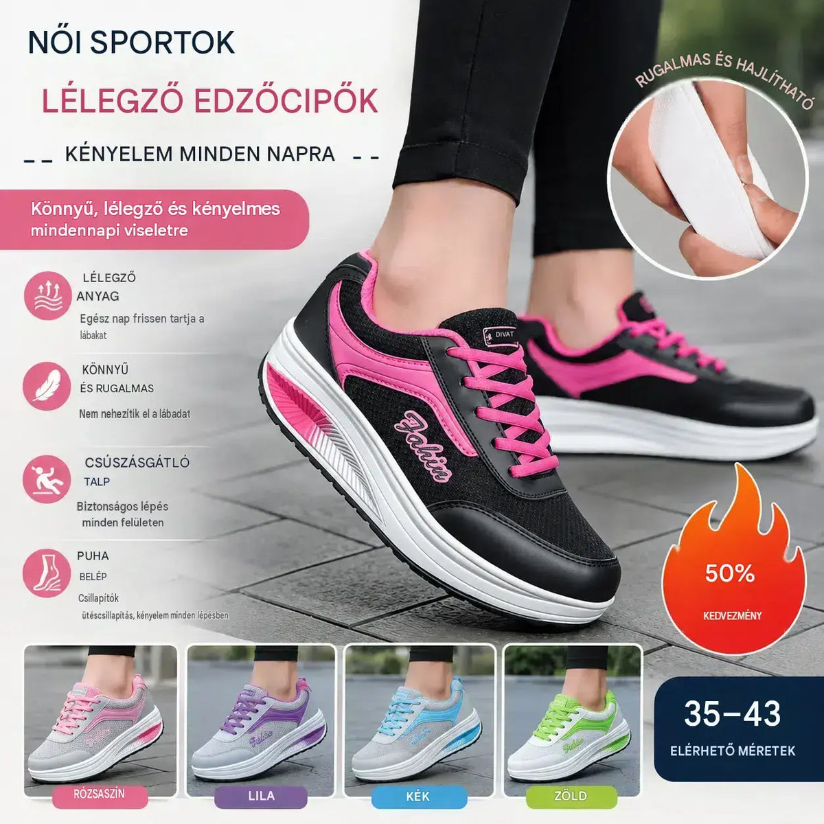 👟【50%OFF💥】【35-43】 Női divat Légáteresztő női alkalmi cipők
