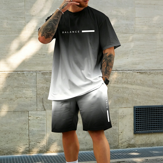 【S-4XL】Gradientní tričko + šortky – prodyšné, pohodlné, stylové 🏃 Skvělé na sport, do posilovny i na každý den! 🔥
